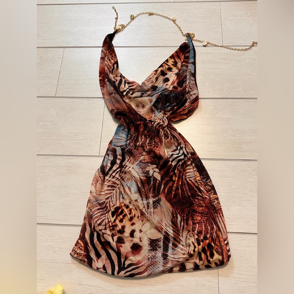 Fashion Nova Backless Animal Print Dress - Brown and Tan